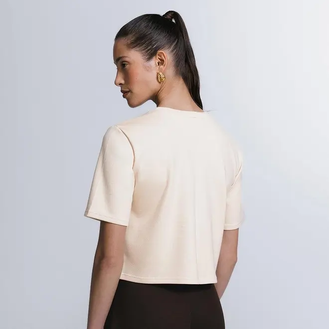 Blusa Cropped Manga Curta Boxy