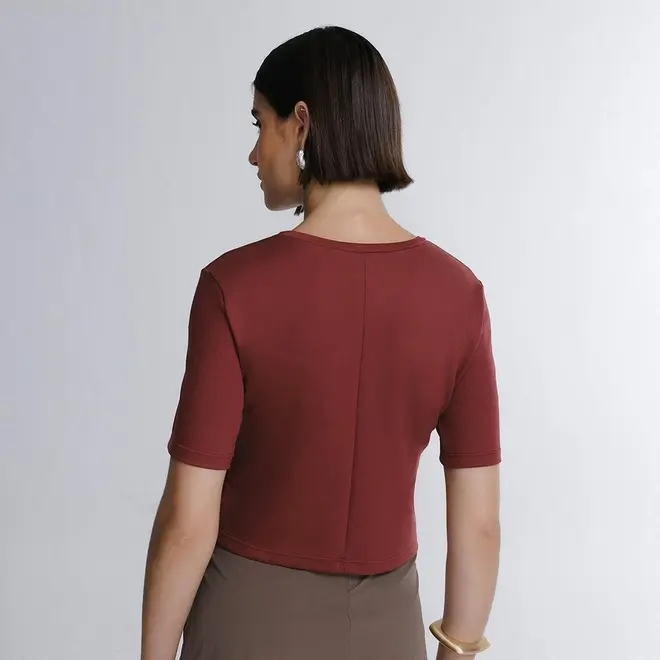 Blusa Cropped Manga Curta Boxy