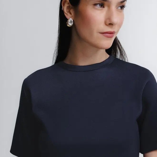 Blusa Cropped Manga Curta Boxy