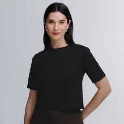 Blusa Cropped Manga Curta Boxy