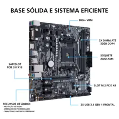 Placa-Mãe Asus p/AMD AM4 Prime A320M-K/BR 2xDDR4 uATX 90MB0UW0-C1BAY0
