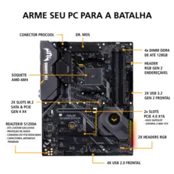 Placa-Mãe Asus p/ AMD AM4 TUF GAMING X570-PLUS 4xDDR4 ATX