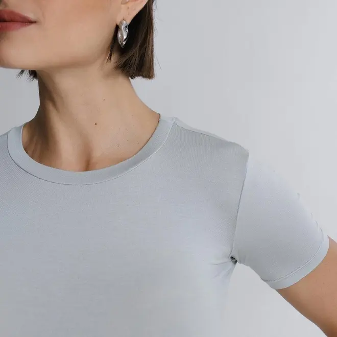 Blusa Cropped Manga Curta In Skin