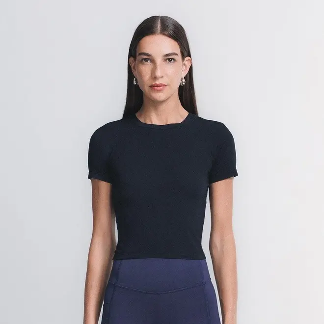Blusa Cropped Manga Curta In Skin