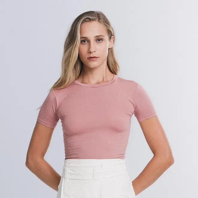 Blusa Cropped Manga Curta In Skin