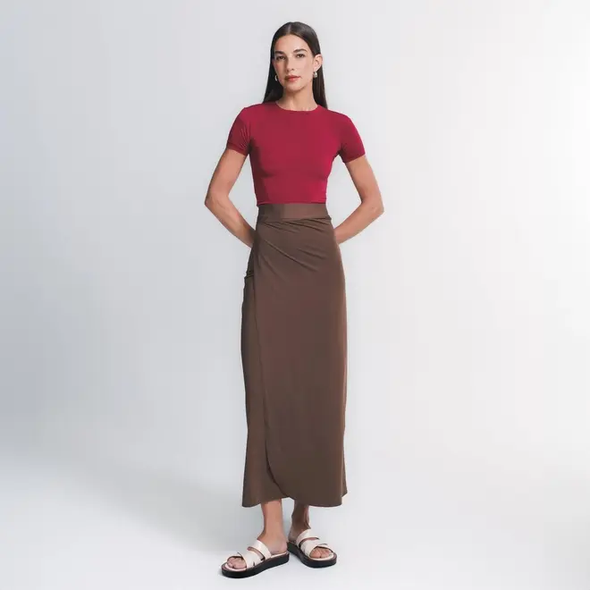Blusa Cropped Manga Curta In Skin
