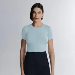Blusa Cropped Manga Curta In Skin