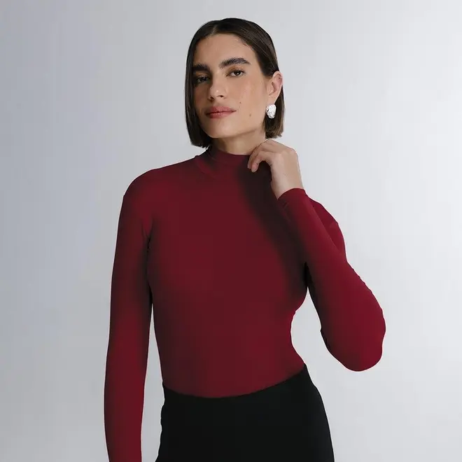 Blusa Cropped Manga Longa In Skin