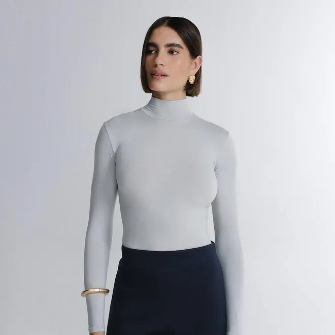 Blusa Cropped Manga Longa In Skin