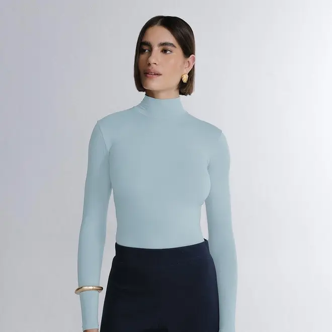 Blusa Cropped Manga Longa In Skin