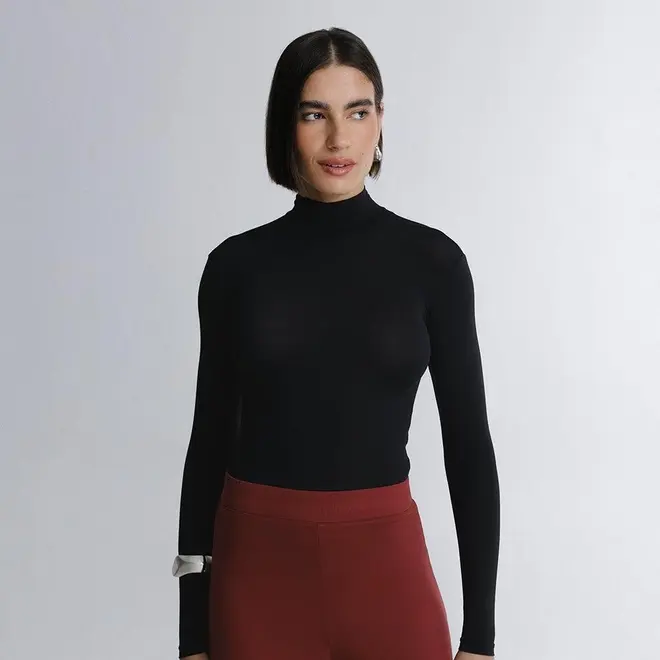 Blusa Cropped Manga Longa In Skin